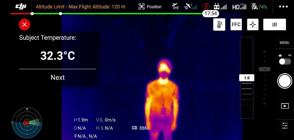 Utiliser le DJI Mavic 2 DUAL pour mesurer la température corporelle