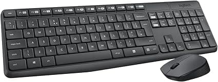 Logitech MK235 Combo Clavier Souris sans fil pour Windows, 2,4 GHz Récepteur USB, 15 Touches de Fonctions, Batterie Longue Durée 3 Ans, PC/Portable, Clavier AZERTY Français